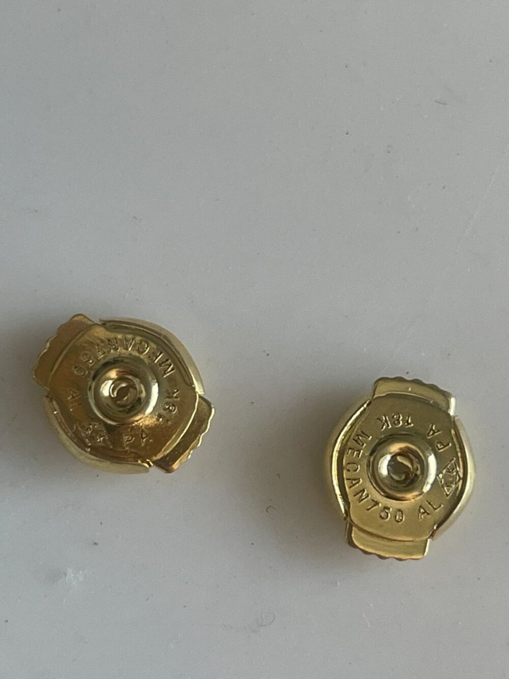 Cartier's Yellow Gold Pushbacks for YOUR Round Green Pin Earrings - Picture 4 of 6